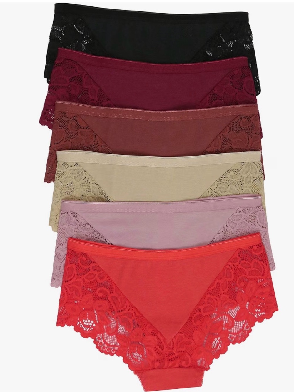 12- Pack Lace-Trim Bikini Panties — Mixed Shades
